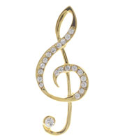 Music Staff Rhinestone Brooch