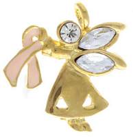 Guardian Angel Breast Cancer Pin - Pink Ribbon Pin