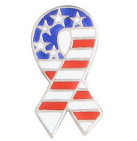 Ribbon Shaped USA Pins - American Flag Pin