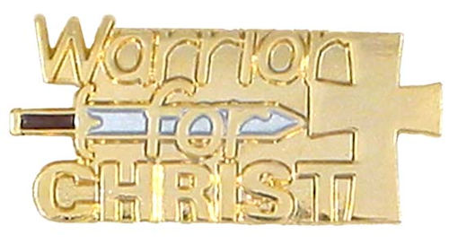 Warrior for Christ Pin with Cross & Sword - Gold