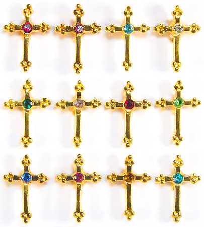 Birthstone Cross Gold Pin For Most Months