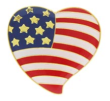 Heart USA Flag Pin - American Heart Flag Pin