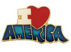 I Love America Patriotic Pin, Patriotic Lapel Pin