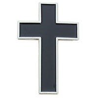 Silver Cross Pin Black Center or White Center