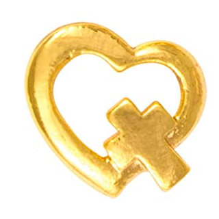 Gold Heart with Cross Pin