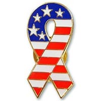 Ribbon Shaped American Flag Pin - Patriotic Pin