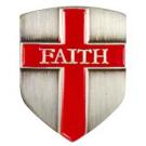 Faith Shield Pin Antique Silver