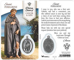 St. Peregrine Cancer Laminated Prayer Card & Medal