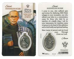 St. Kolbe-Addictions Alcohol Drugs Prayer Card w/ Medal