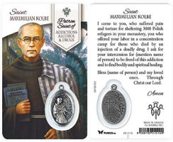 St. Kolbe-Addictions Alcohol Drugs Prayer Card w/ Medal