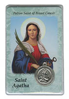 St Agatha Medal with St Agatha Prayer Card