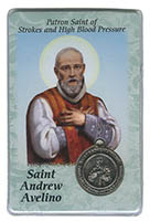 St. Andrew Avellino Strokes, High Blood Pressure Medal and Prayer Card