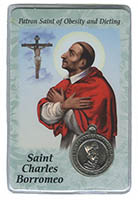 St. Charles Borromeo - Obesity, Dieting Prayer Card with Medal