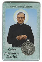St. Josemaria Escriva Saint of Diabetes Prayer Card and Medal
