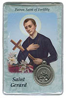 St. Gerard Saint of Fertility Prayer Card and Medal