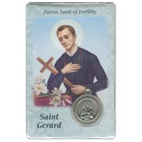 St. Gerard Saint of Fertility Prayer Card and Medal