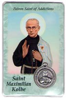 St. Maximilian Kolbe-Addictions Prayer Card with Medal