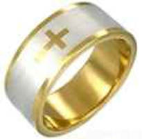 Gold Stainless Steel Cross Ring