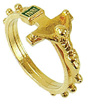 Gold Catholic Rosary Ring with Crucifix