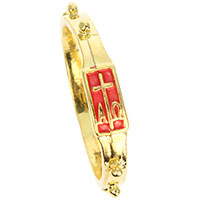 Gold Rosary Ring Catholic with Cross 