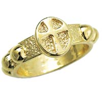 Gold Metal Rosary Ring w/ Cross