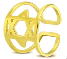 Star of David Cut-out Stainless Steel Fancy Ring Gold