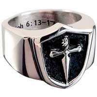 Stainless Steel Armor of God Ring, Christian Rings for Men