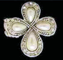 Pearl Cross Stretch Ring Silver