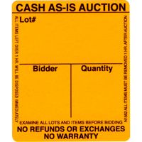 As-Is Fluorescent Orange Auction Label