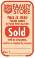 Family Store Sold AS Is Label For ARC Stores (Roll of 1000)