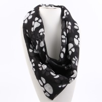 Pet Paw Print Infinity Black Scarf