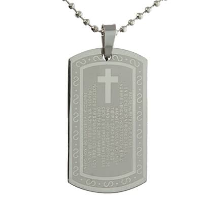 Lords Prayer Spanish Padre Nuestro Necklace Dog Tag