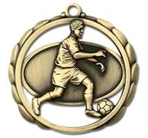 Soccer Award Male Medal w/ Ribbons