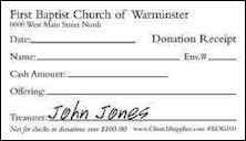 Mini Donation Church Receipts - 1000