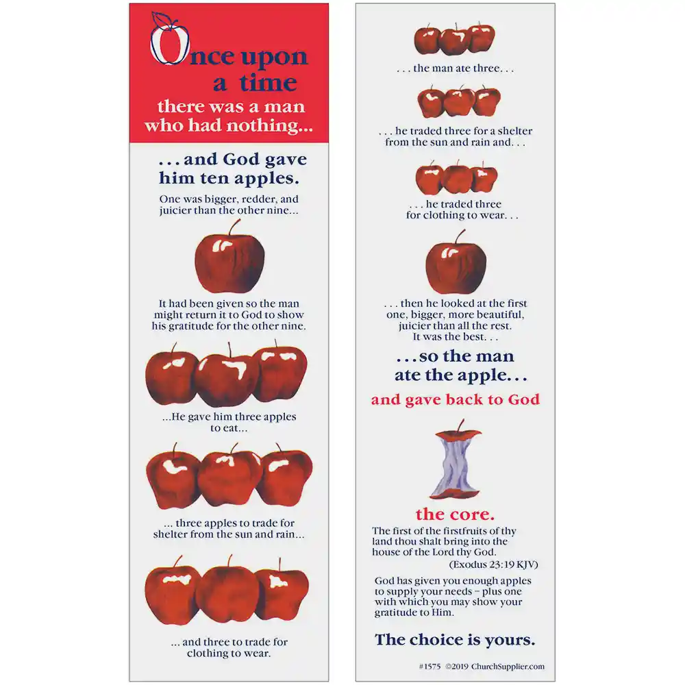 Apple Core Tithing Bookmark - Front