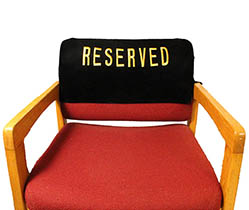 Embroidered Reserved Chair Velvet Cover No Pocket