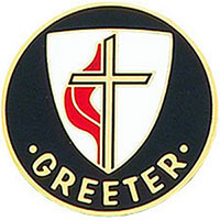 United Methodist Church Greeter Pin Round