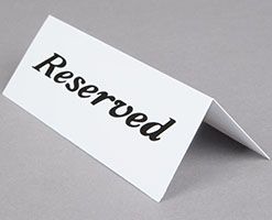 Reserved Table Sign 4.75x1.75-Inch 6 Pack