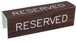 Reserved Sign for Church Seats 3 Sided 