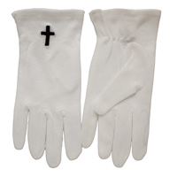 White Formal Gloves with Small Black Cross