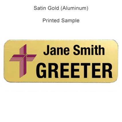 1 x 3 Satin Gold Custom Badge