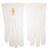 White Formal Gloves with Embroidered G Clef - Band Gloves