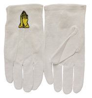 White Formal Gloves with Praying Hands - Usher Gloves