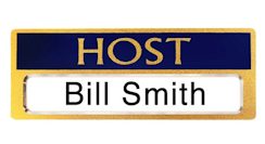 Host Name Badges Blue, Gold Magnetic