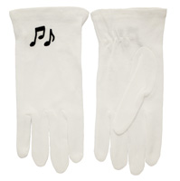 White Formal Gloves with Music Notes - Marching Band Gloves