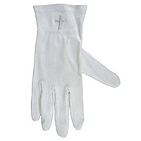 White Formal Gloves with Embroidered White Cross