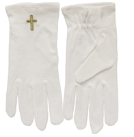 White Formal Gloves with Small Antique Gold Cross
