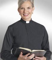 Women's Long Sleeve Pastor's Shirt with Tab Collar