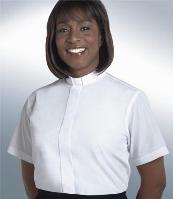 Women's Short Sleeve Clergy Shirt with Tab Collar