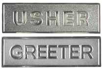 Usher or Greeter Magnetic Badge Silver